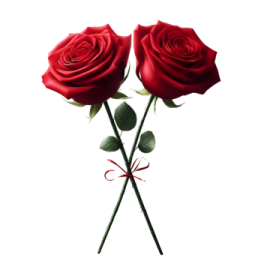 two red roses on a white background