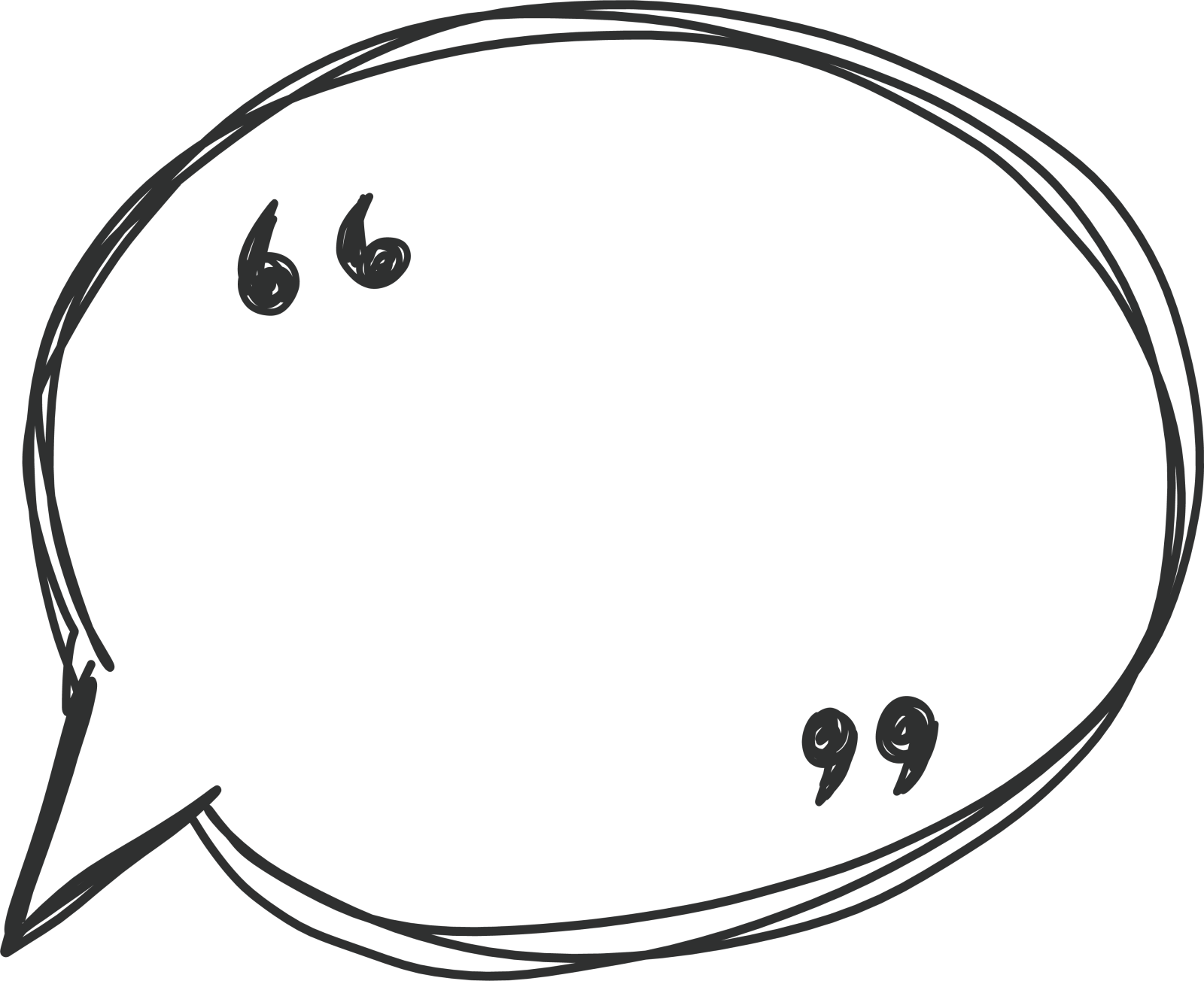 a black and white drawing of a speech bubble