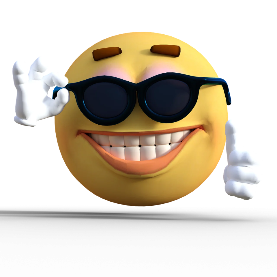 a yellow smiley with sunglasses on it's face