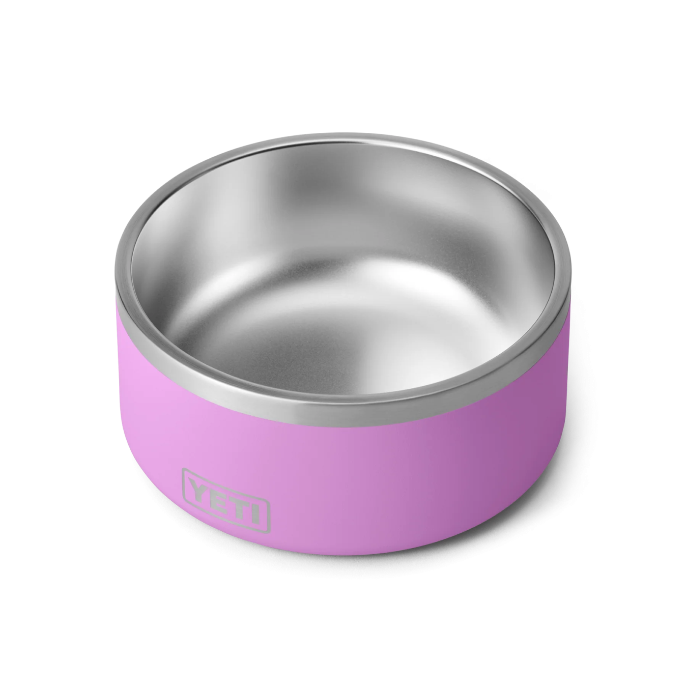 a pink dog bowl on a white background