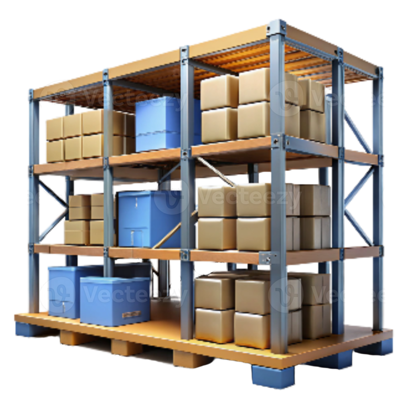 a large stack of boxes in a warehouse