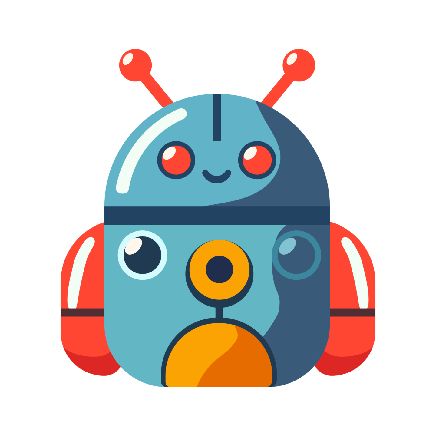 a robot with headphones on his head