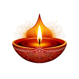 an illustration of a red and gold oil lamp