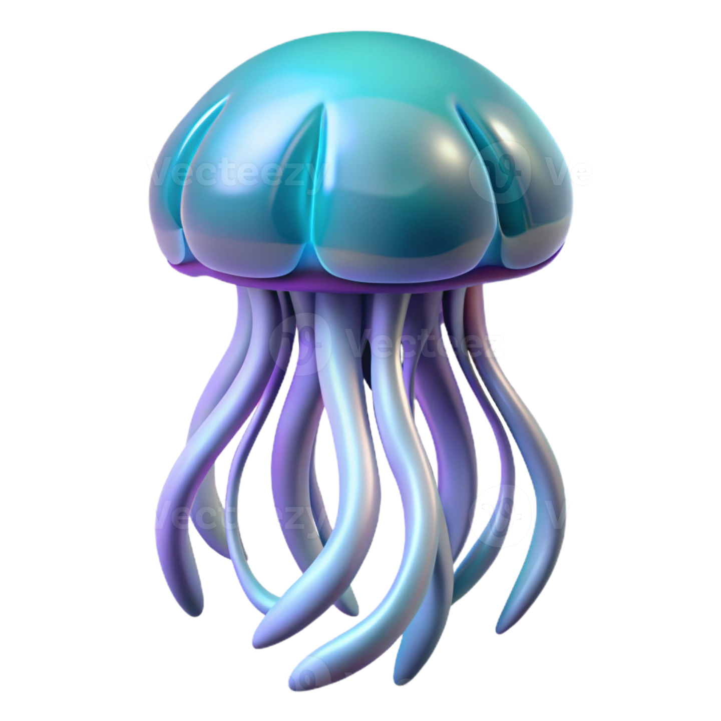 a blue jellyfish on a white background