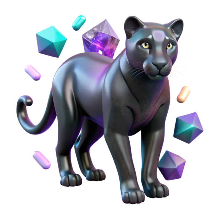 a black cat standing in front of a diamond