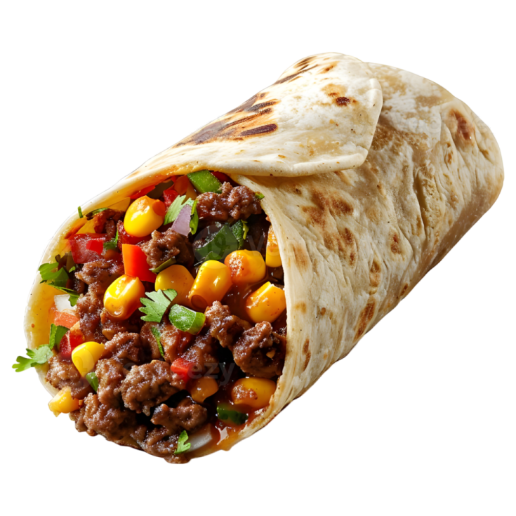 a burritoa filled with meat and vegetables