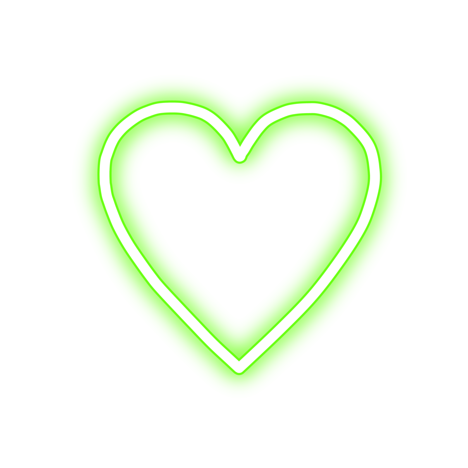 a neon heart on a white background