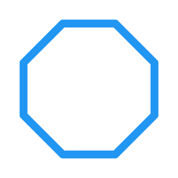 a blue hexagon on a white background