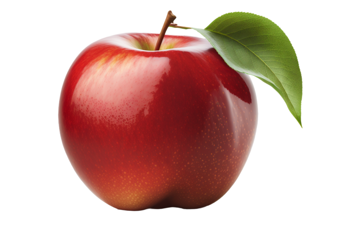 an apple with a leaf on top of it