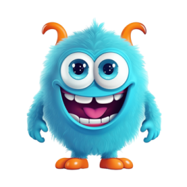 an image of a blue monster with big eyes