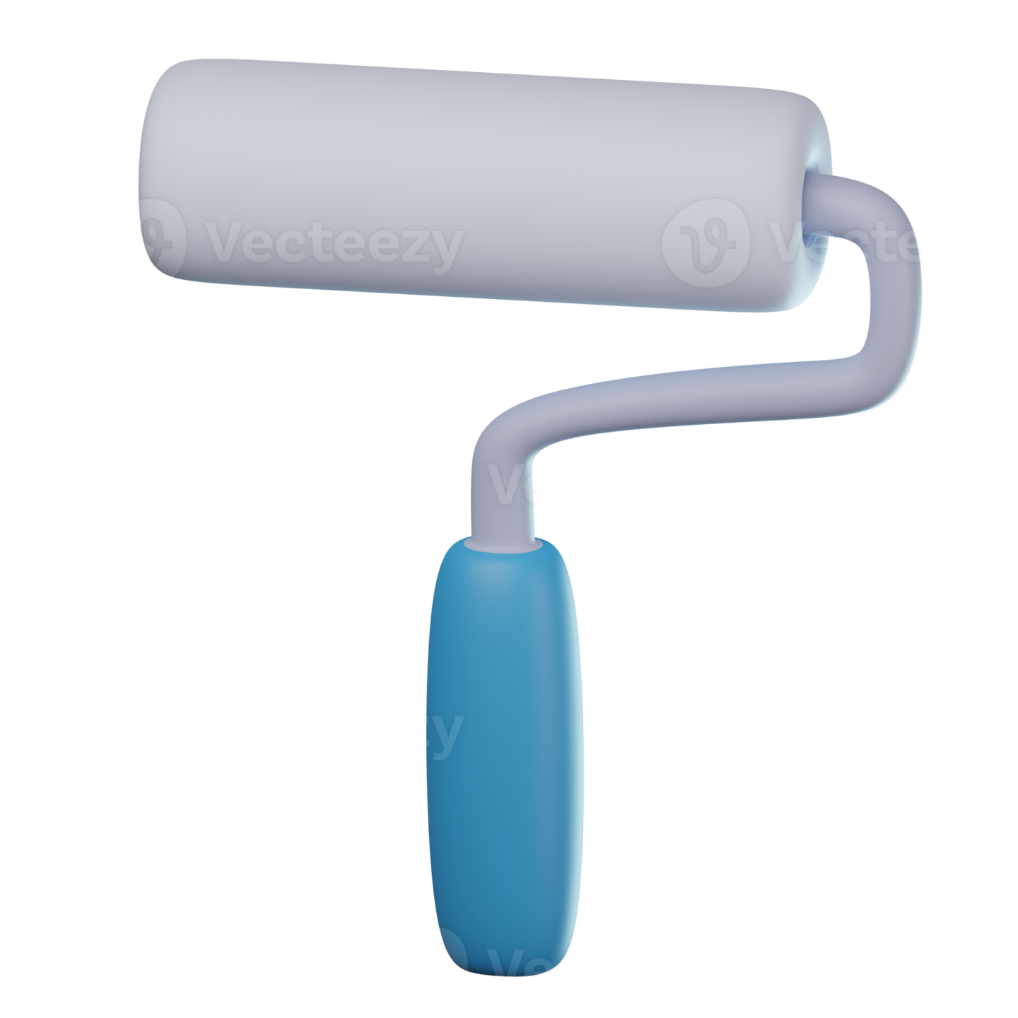 a blue paint roller on a white background