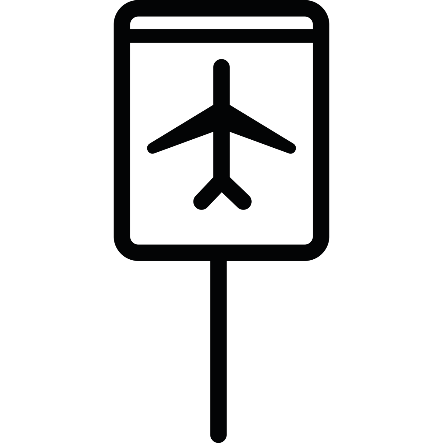 a black and white icon of an airplane