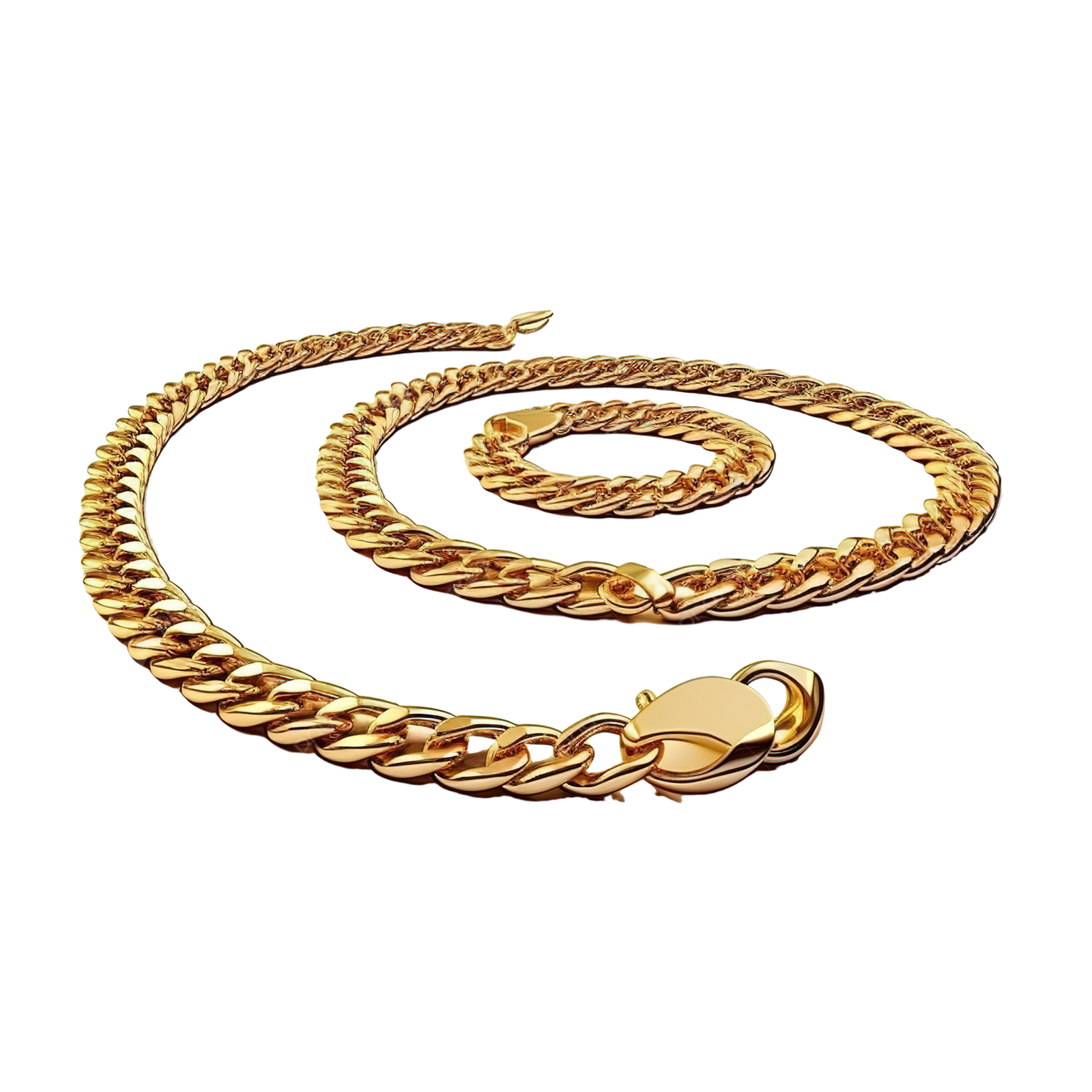 a gold chain with a heart charm on it