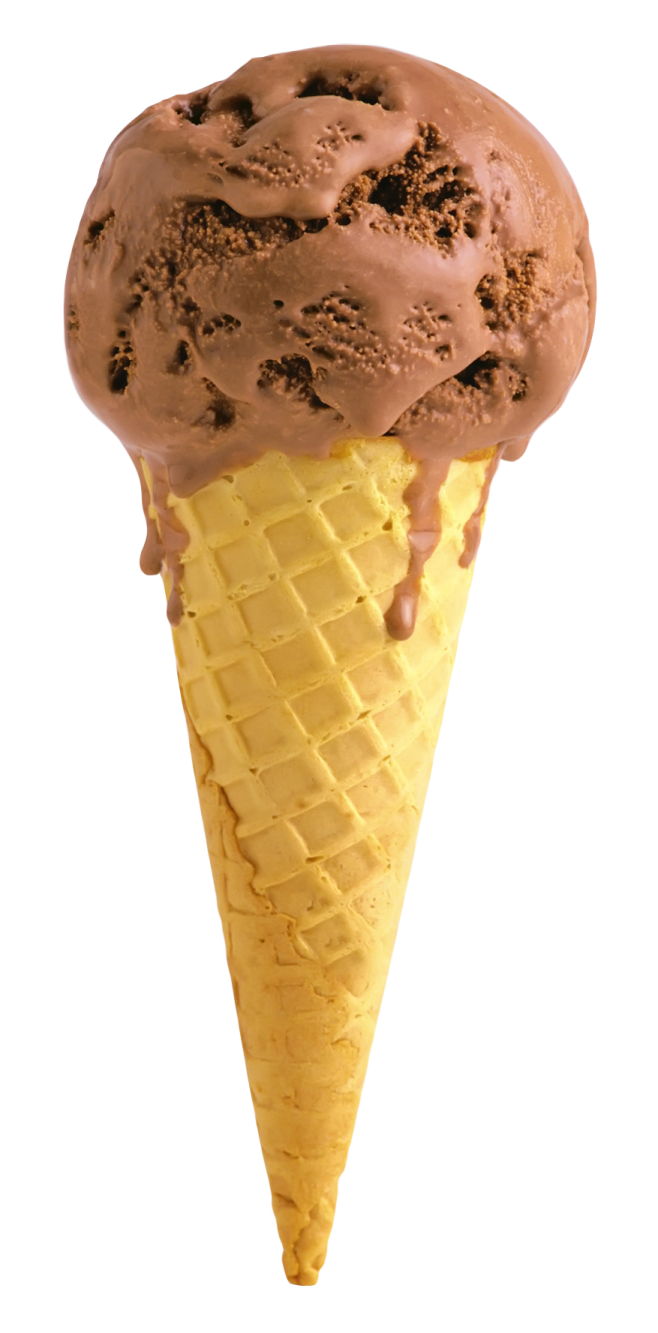 an ice cream cone filled with chocolate