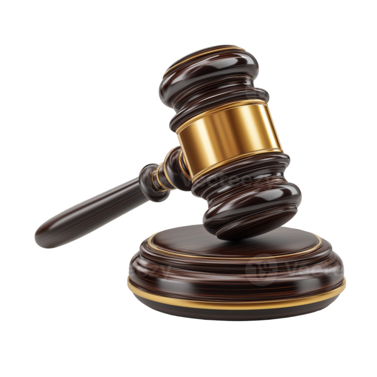 a wooden judge's gavette on a white background
