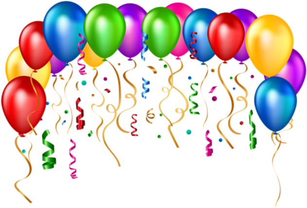 a bunch of colorful balloons with streamers