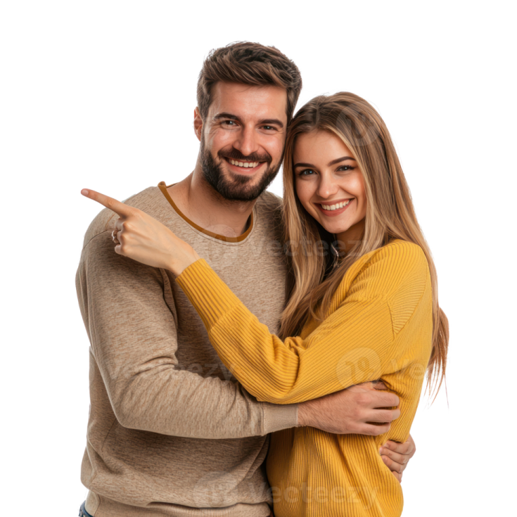 a man and woman smiling at the camera