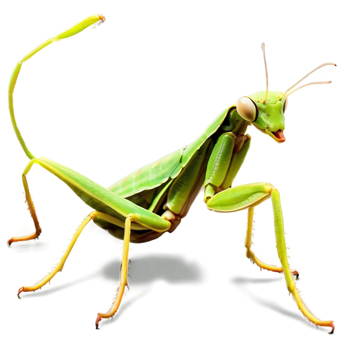 a praying mantis on a white background