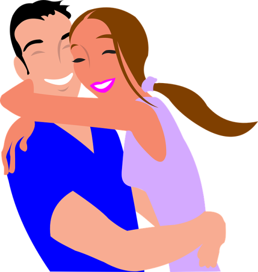 a man hugging a woman