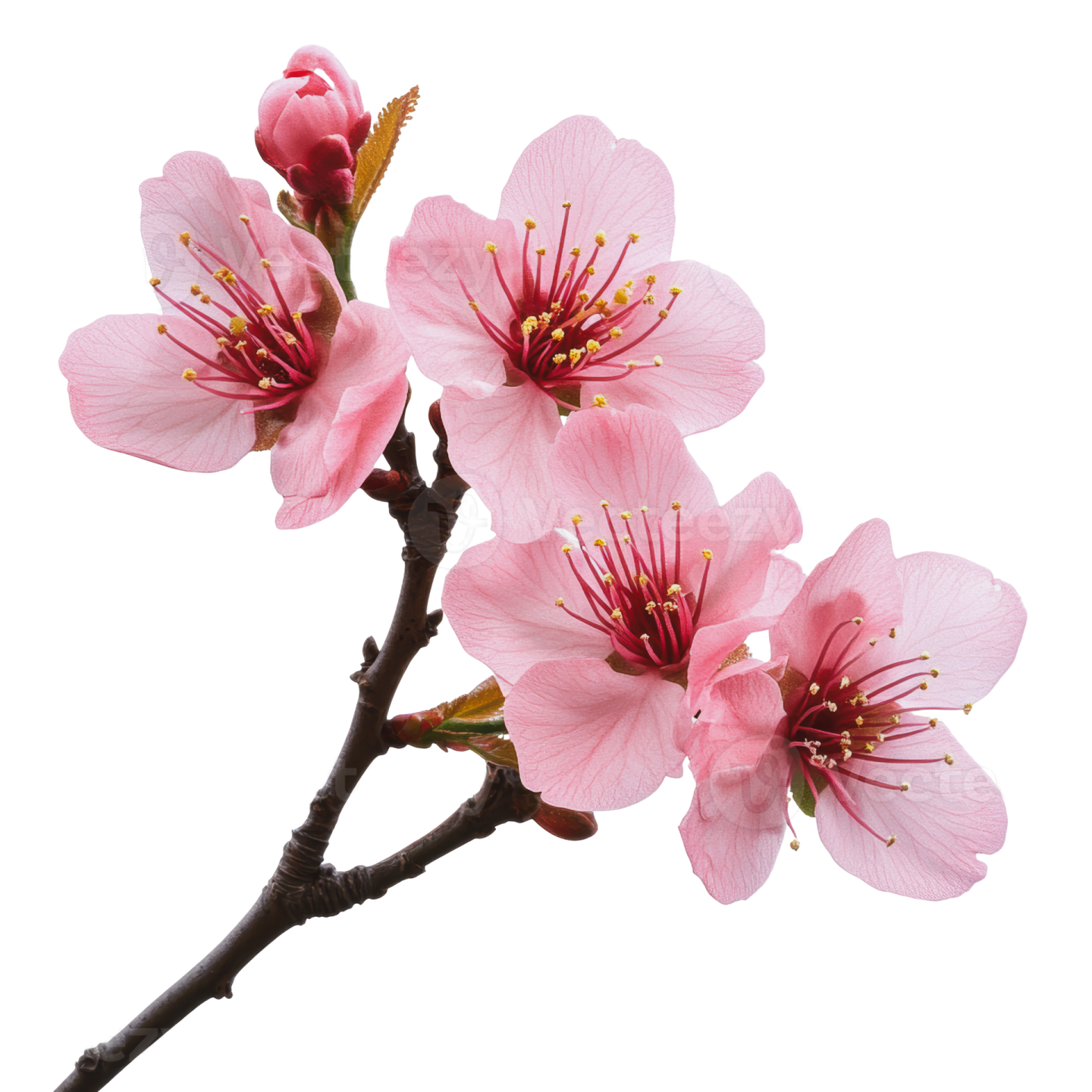 a branch with pink flowers on it