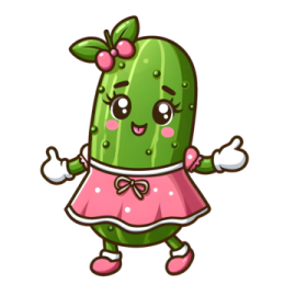 a cartoon cactus wearing a pink dress