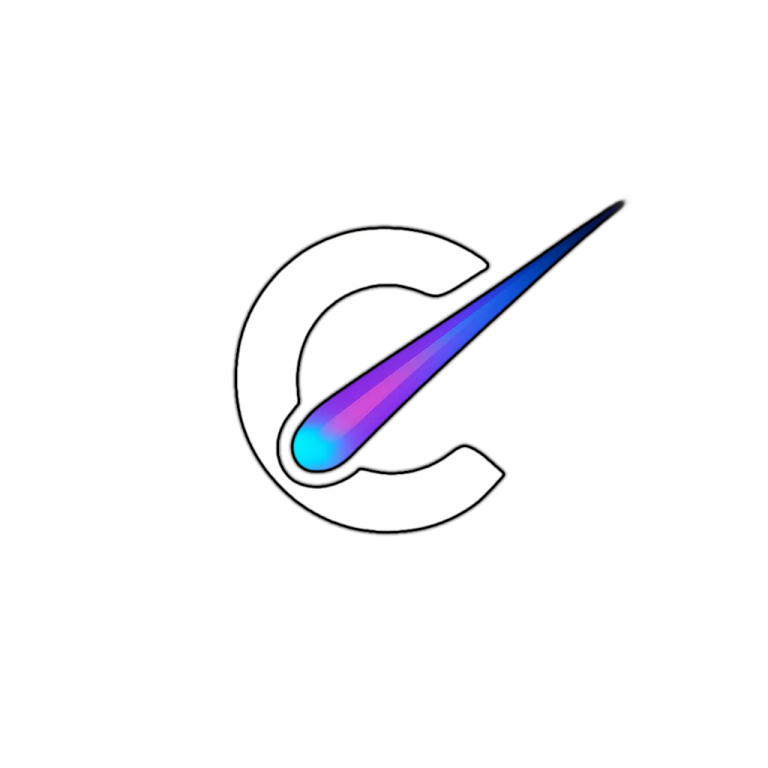 the letter c with a blue and purple gradient on it
