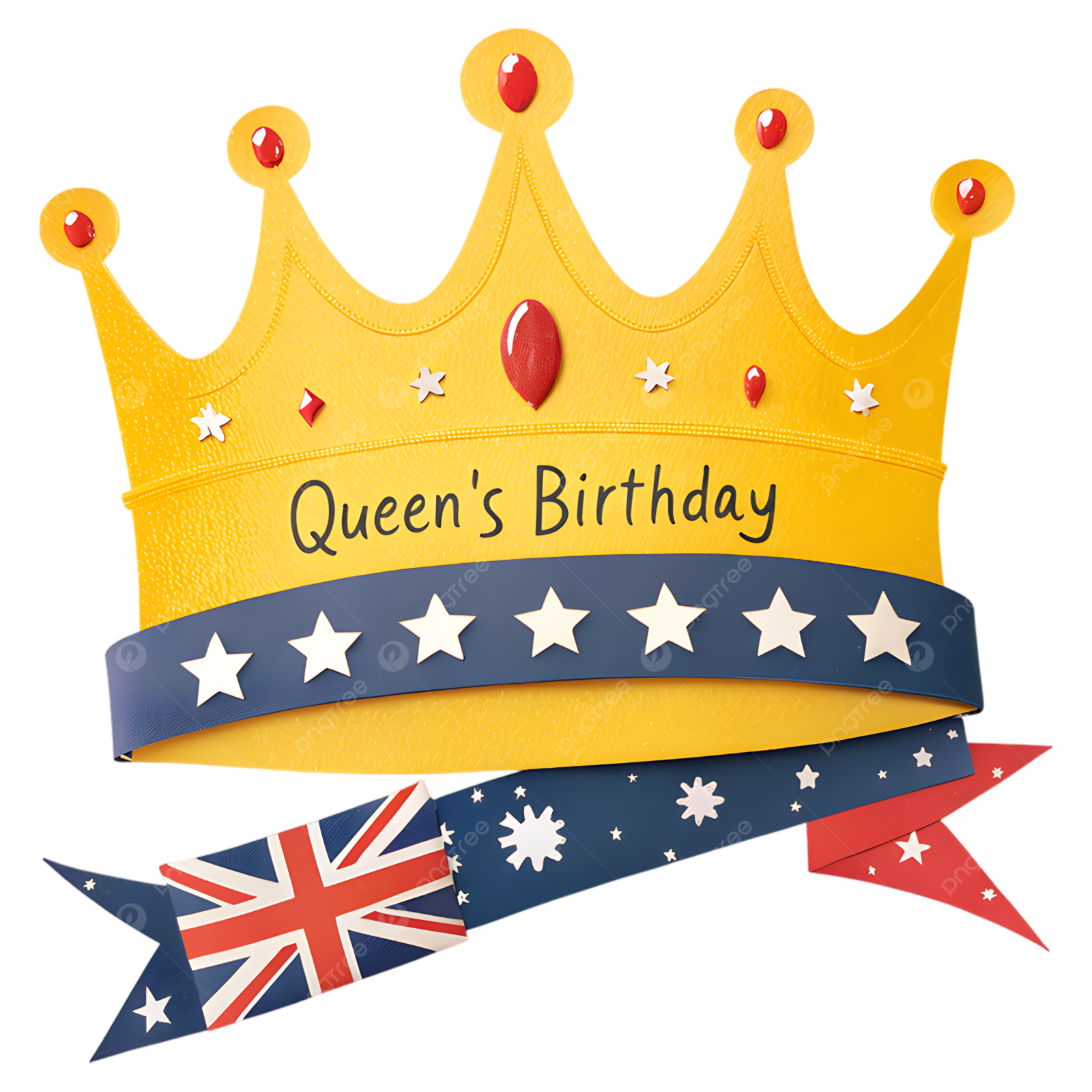 a crown with the words queen's birthday on it