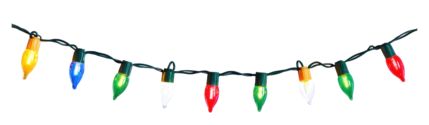 christmas lights on a white background
