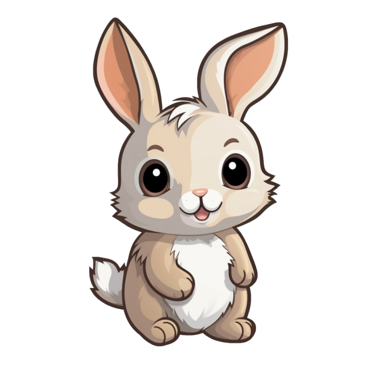 a cute rabbit sitting down and looking at the camera