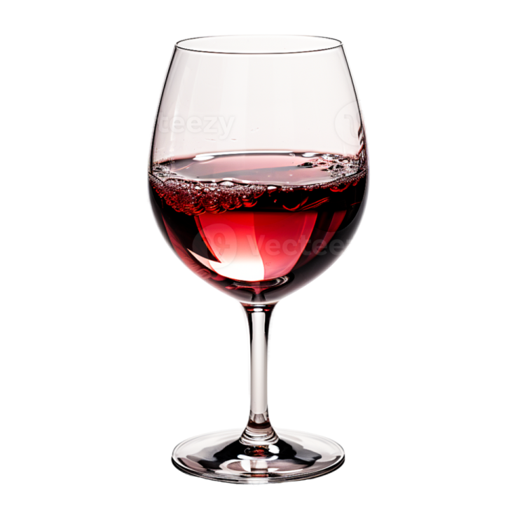 a glass of red wine on a white background