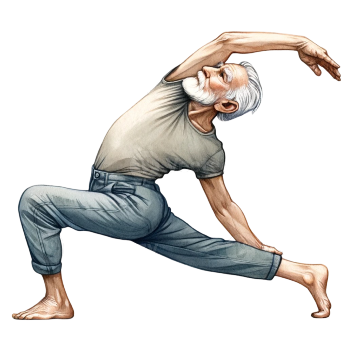 an old man doing a yoga pose
