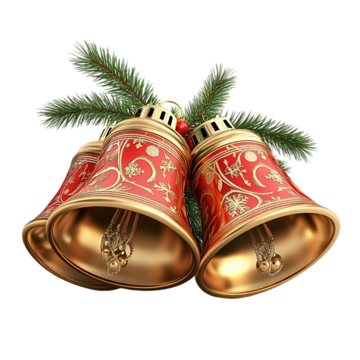 two christmas bells on a white background