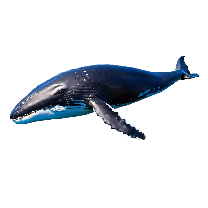 a large blue whale floating in the air