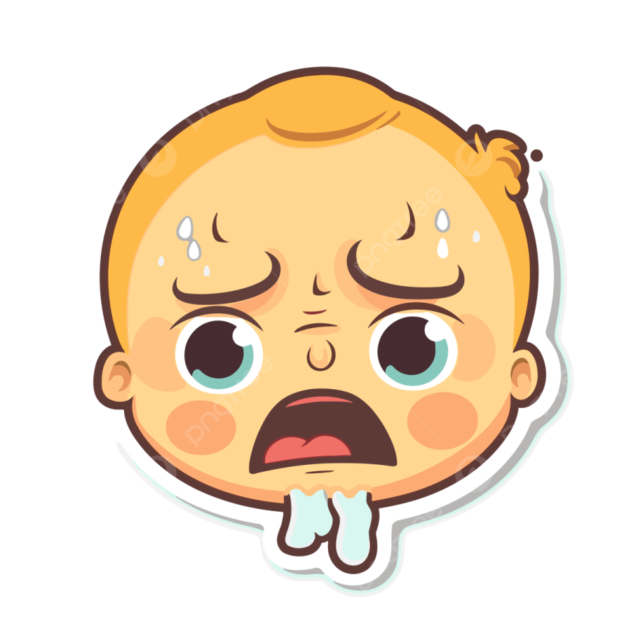 a crying baby sticker on a white background