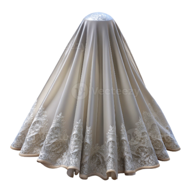 a white wedding veil with lace on it