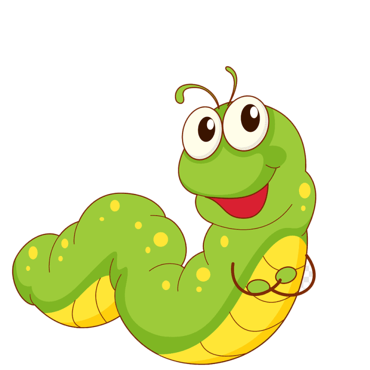 a green worm with yellow spots on its back