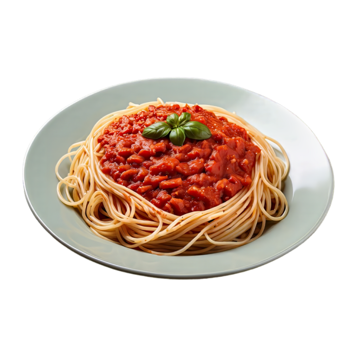 a plate with spaghetti and sauce on it
