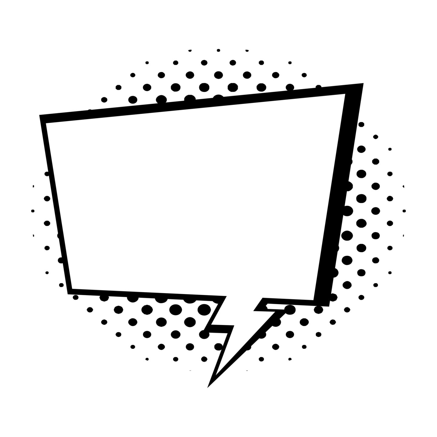 a black and white speech bubble