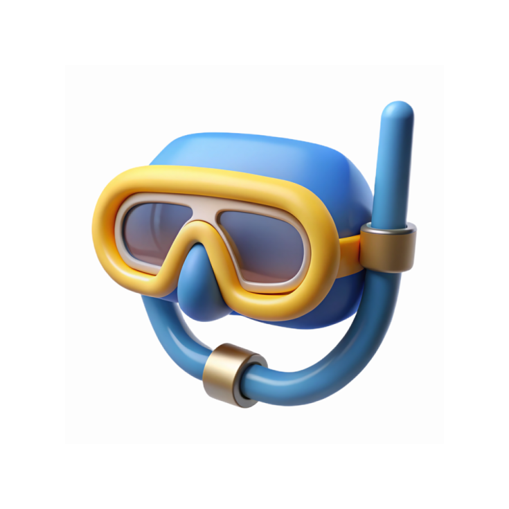 a blue and yellow mask with goggles