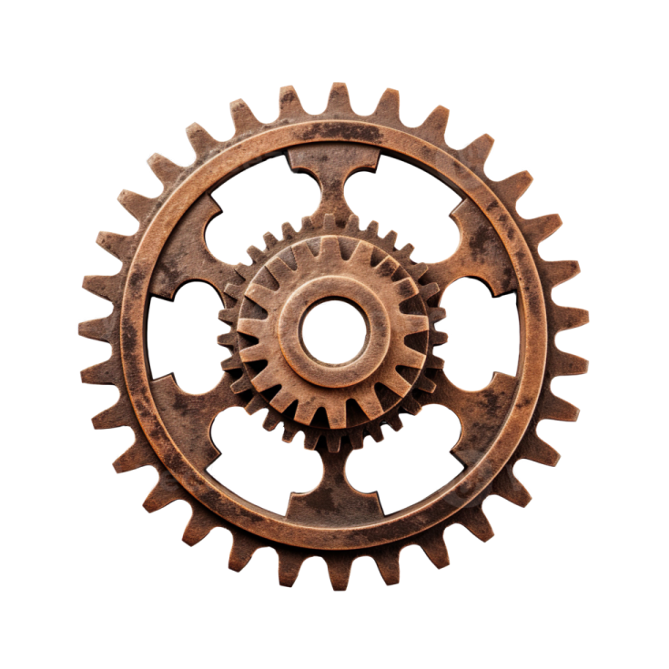an old rusty gear on a white background