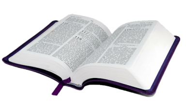 an open bible on a white background