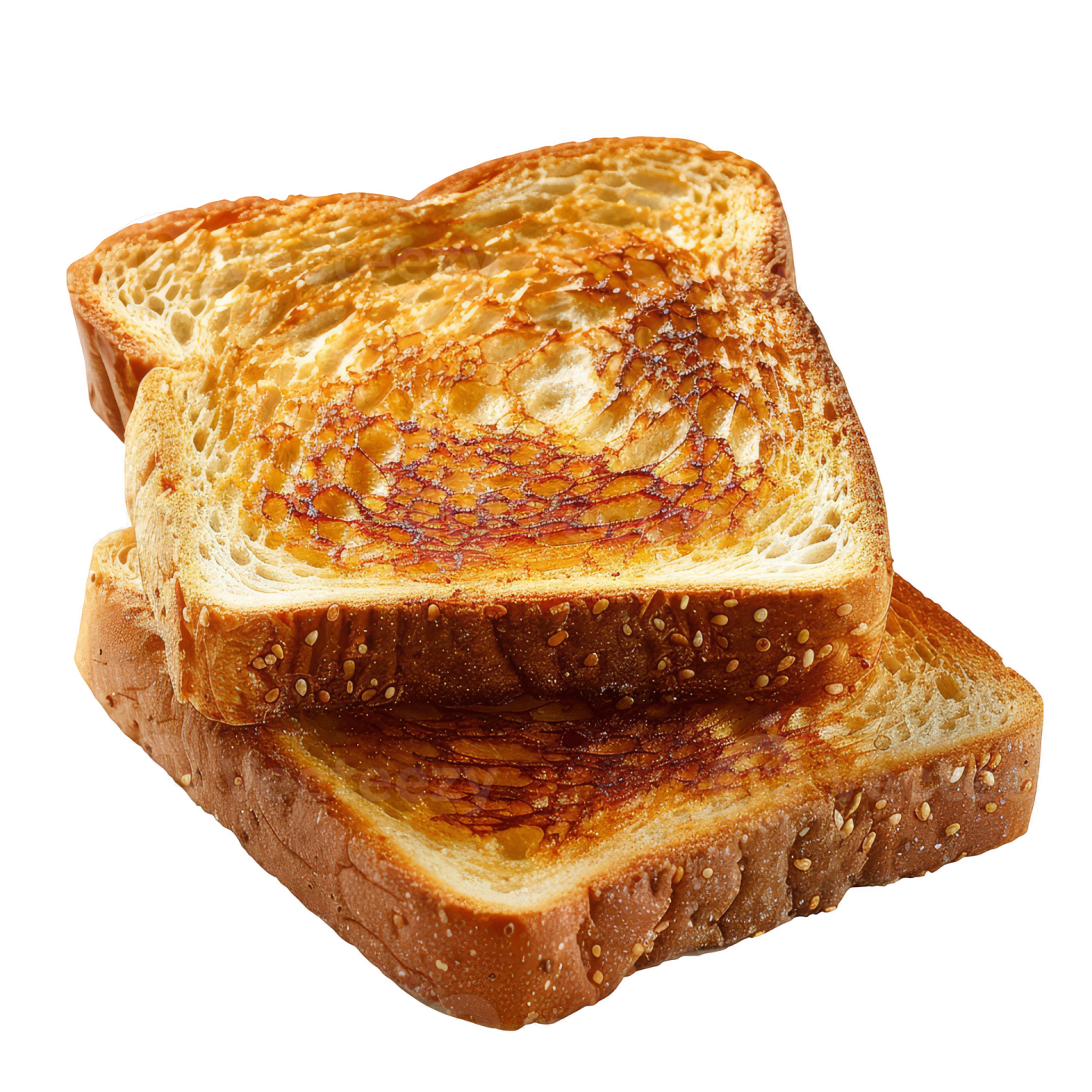 a piece of toasted bread on a white background