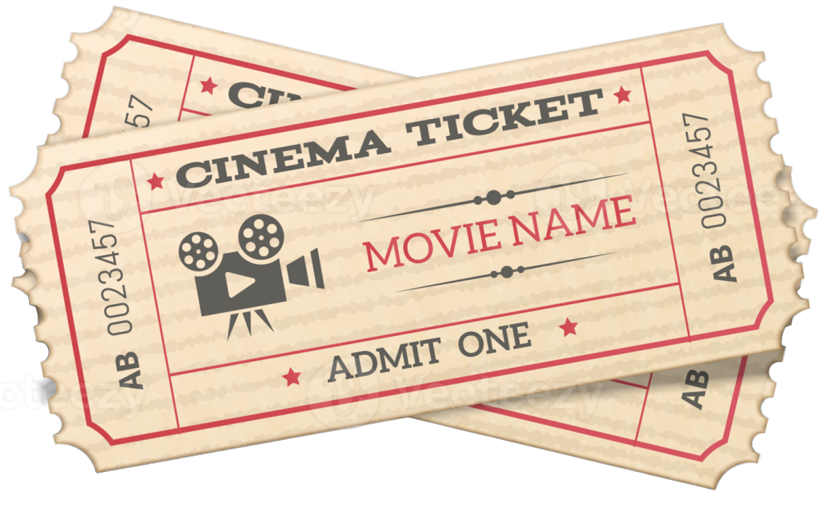 a pair of cinema tickets on a white background