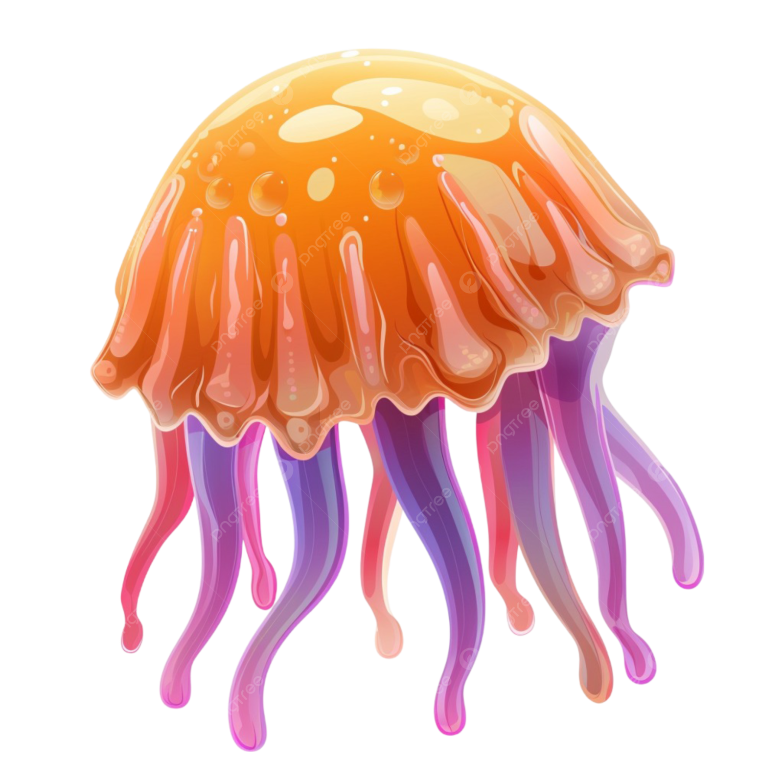 a jellyfish with orange and purple colors