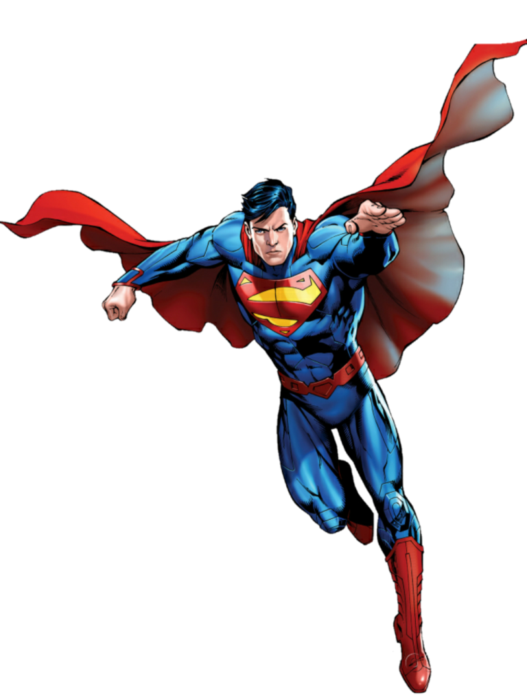 a superman flying through the air