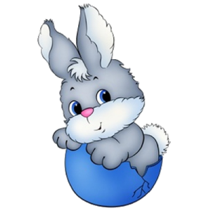 a rabbit sitting on top of a blue ball