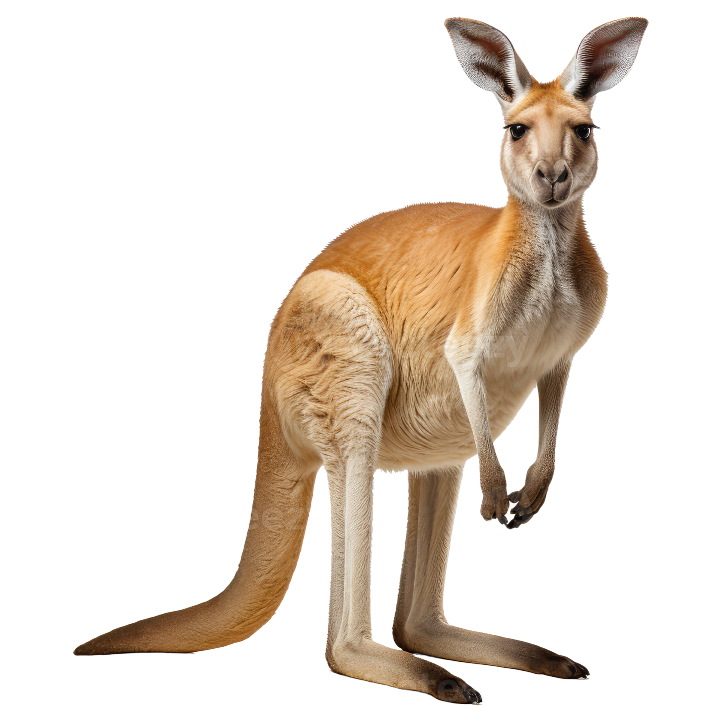 a kangaroo standing up against a white background