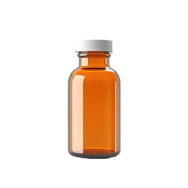 an orange glass bottle with a white cap
