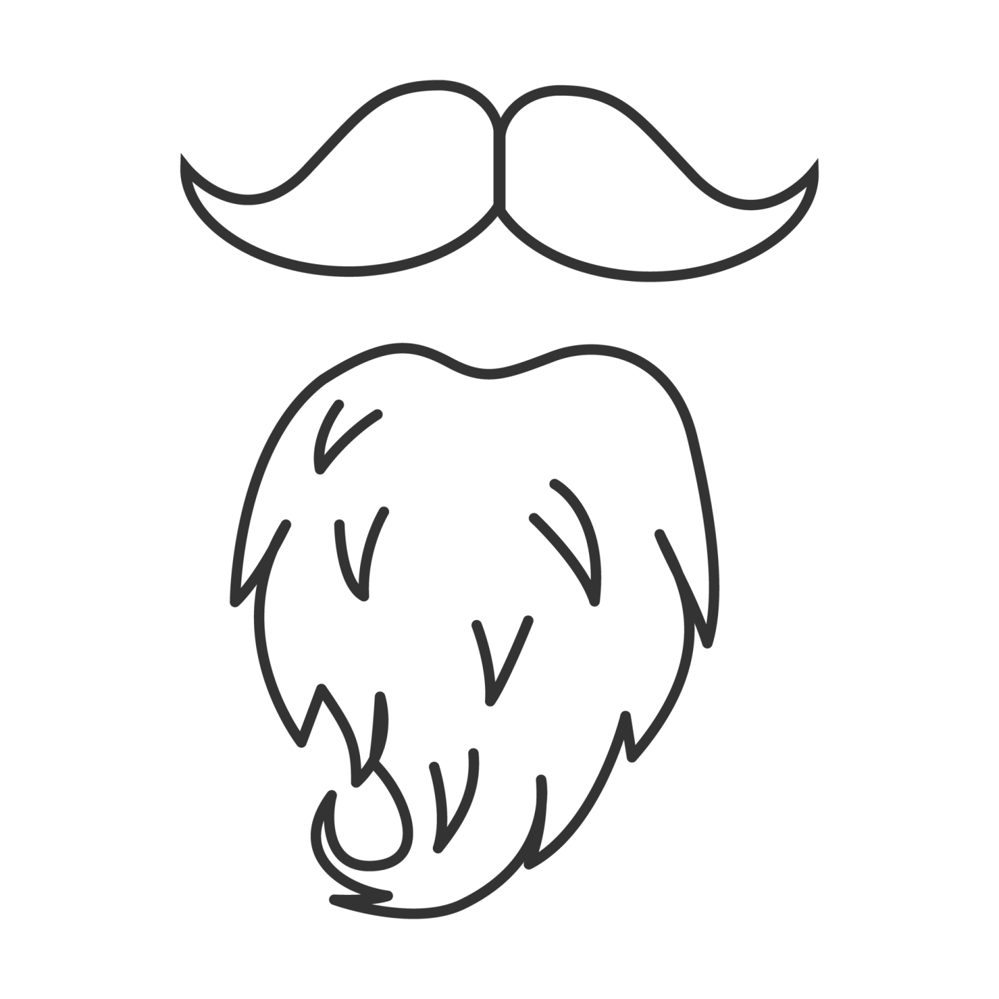 a black and white drawing of a man with a mustache