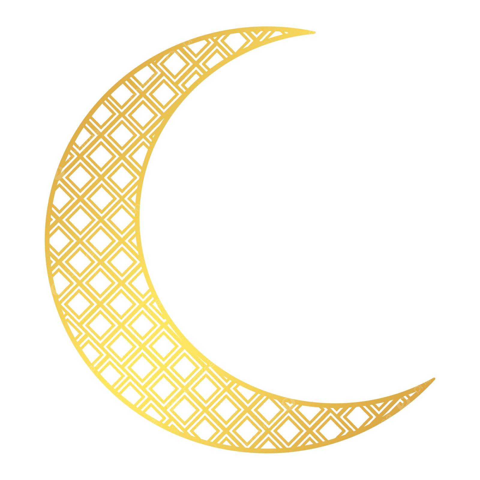 a gold crescent on a white background